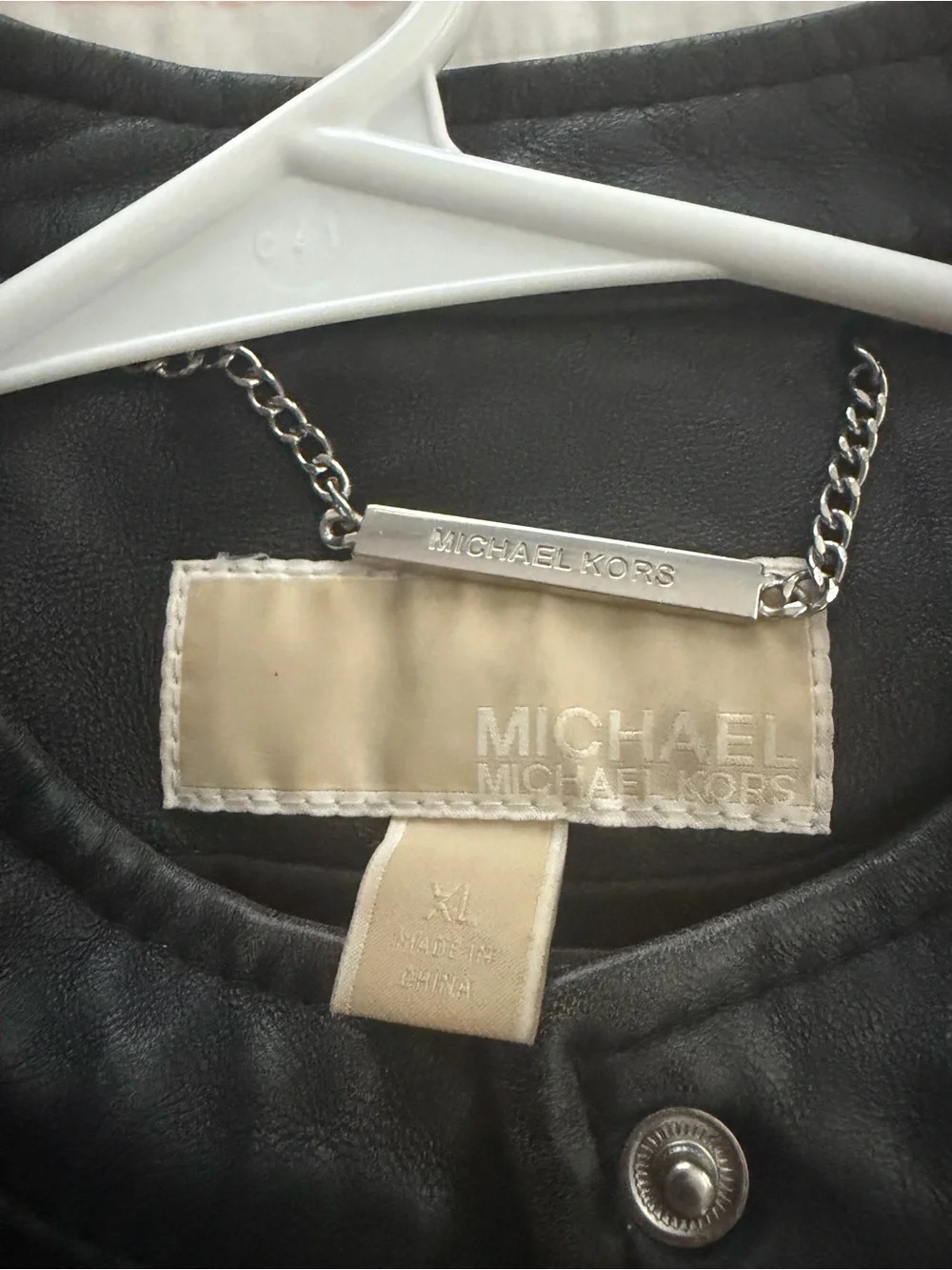 Michael Kors black leather moto jacket